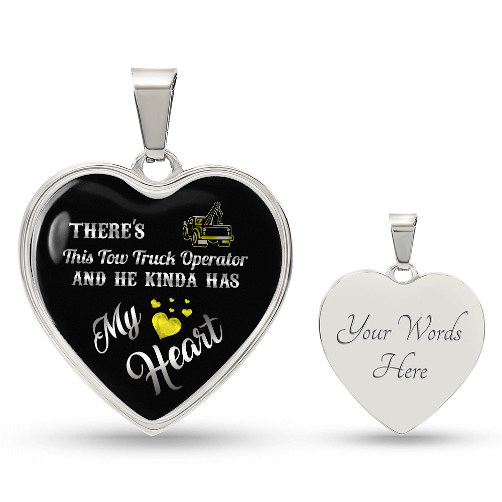 Proud Tow Truck Operator's Girl Luxury Heart Necklace