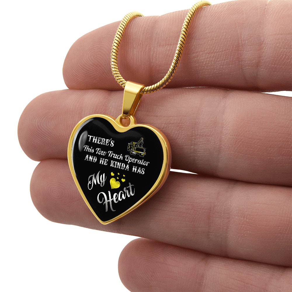 Proud Tow Truck Operator's Girl Luxury Heart Necklace