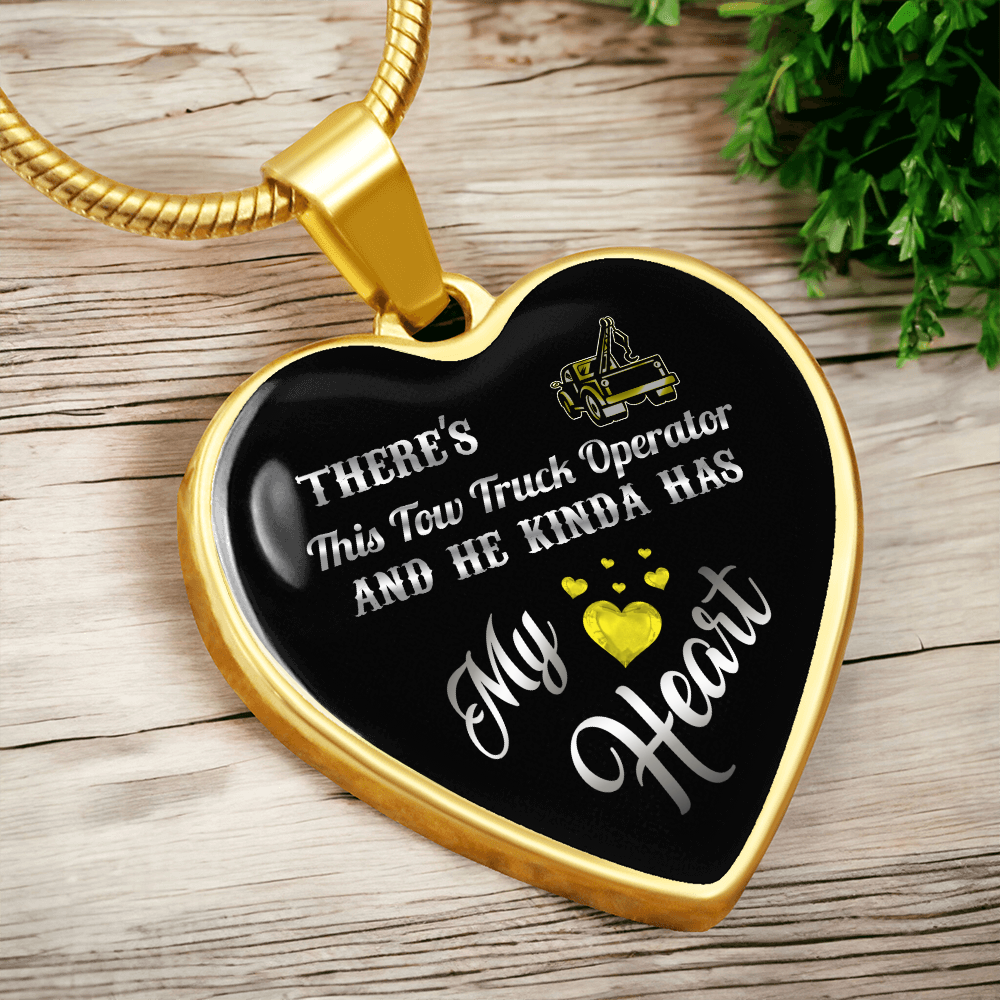 Proud Tow Truck Operator's Girl Luxury Heart Necklace