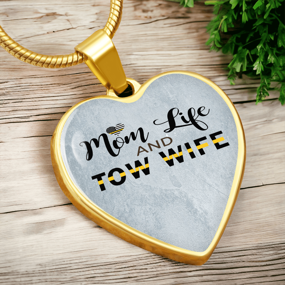 Mom Life Tow Wife Luxury  Heart Necklace