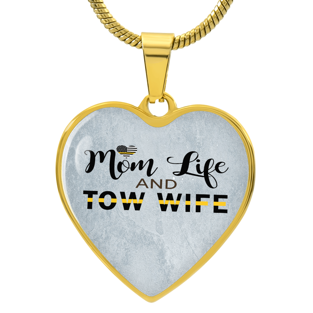 Mom Life Tow Wife Luxury  Heart Necklace