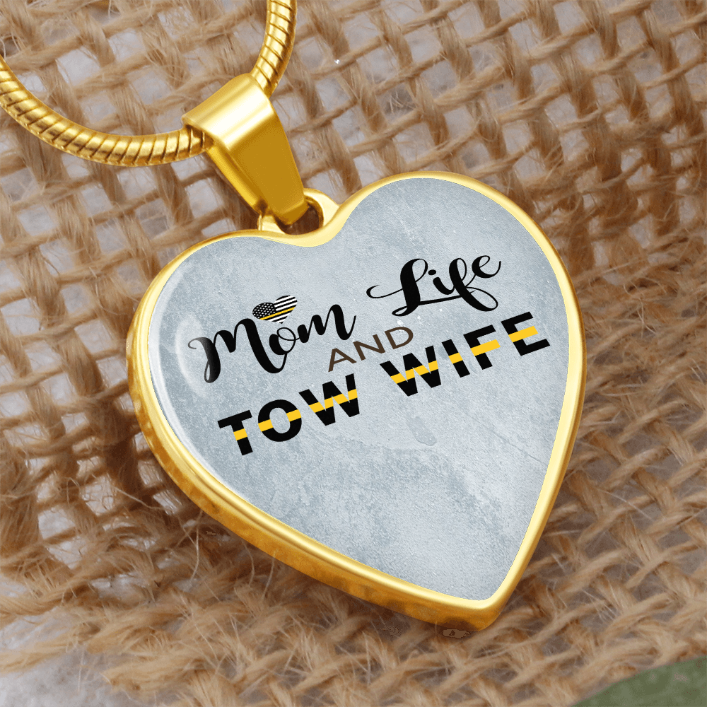 Mom Life Tow Wife Luxury  Heart Necklace