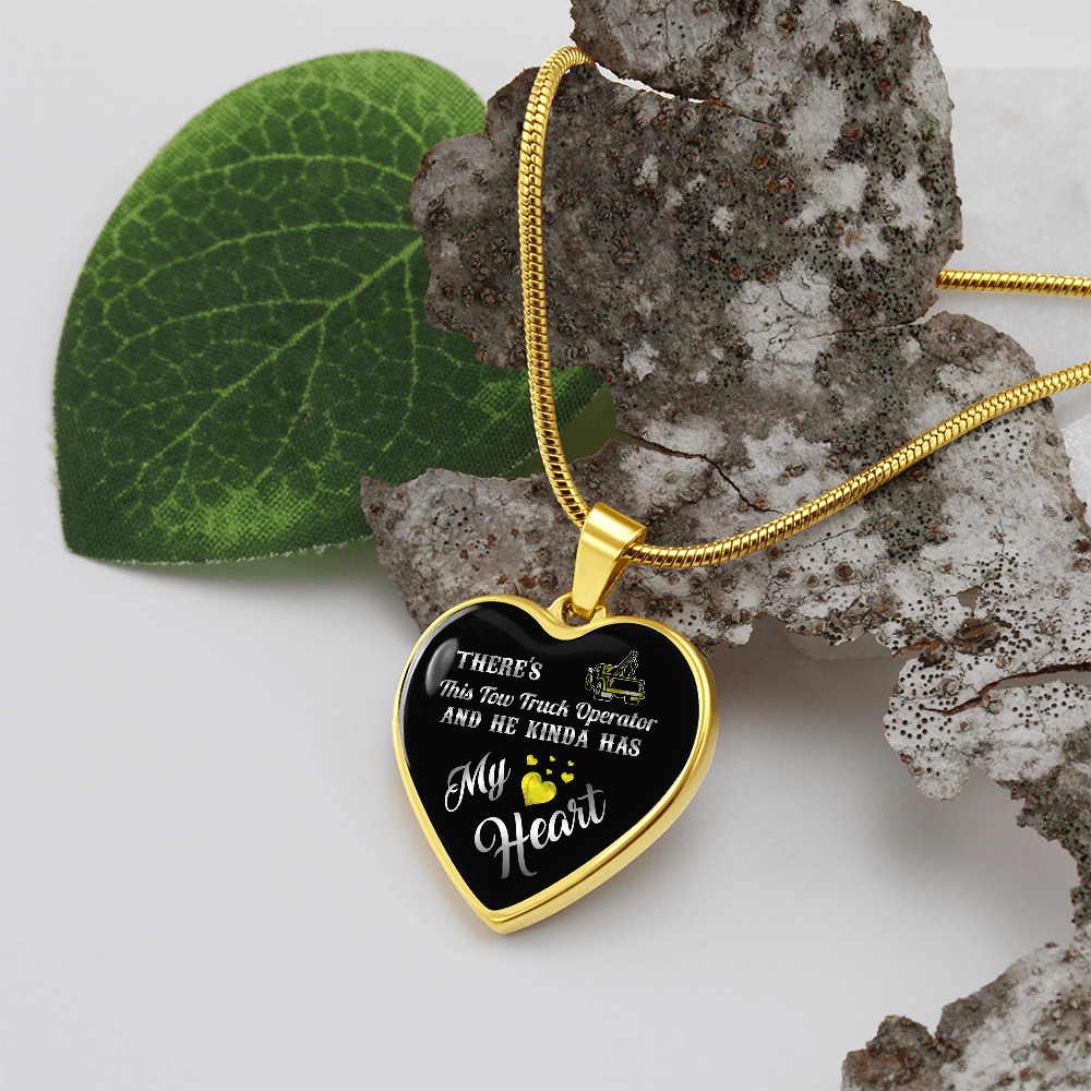 Proud Tow Truck Operator's Girl Luxury Heart Necklace