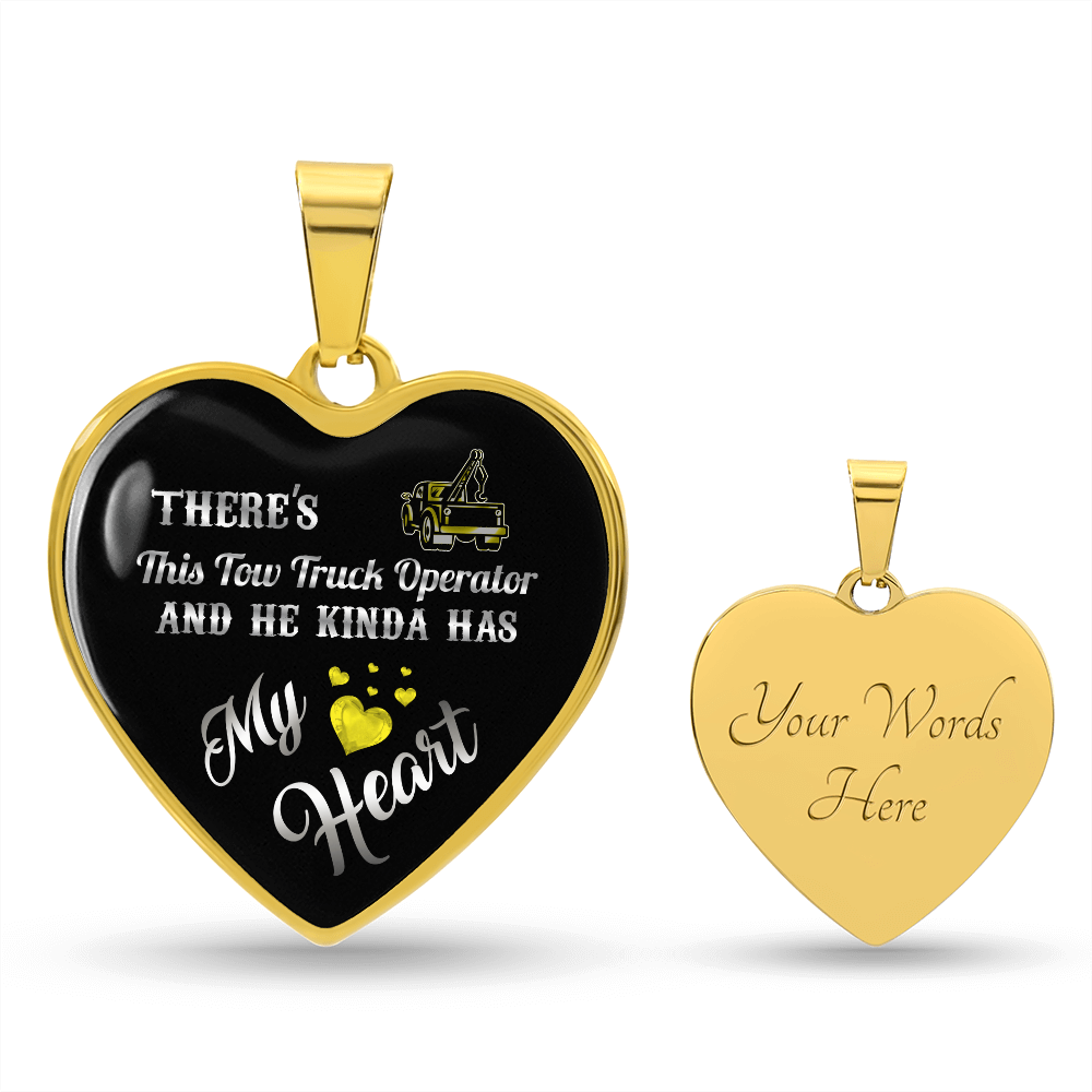 Proud Tow Truck Operator's Girl Luxury Heart Necklace