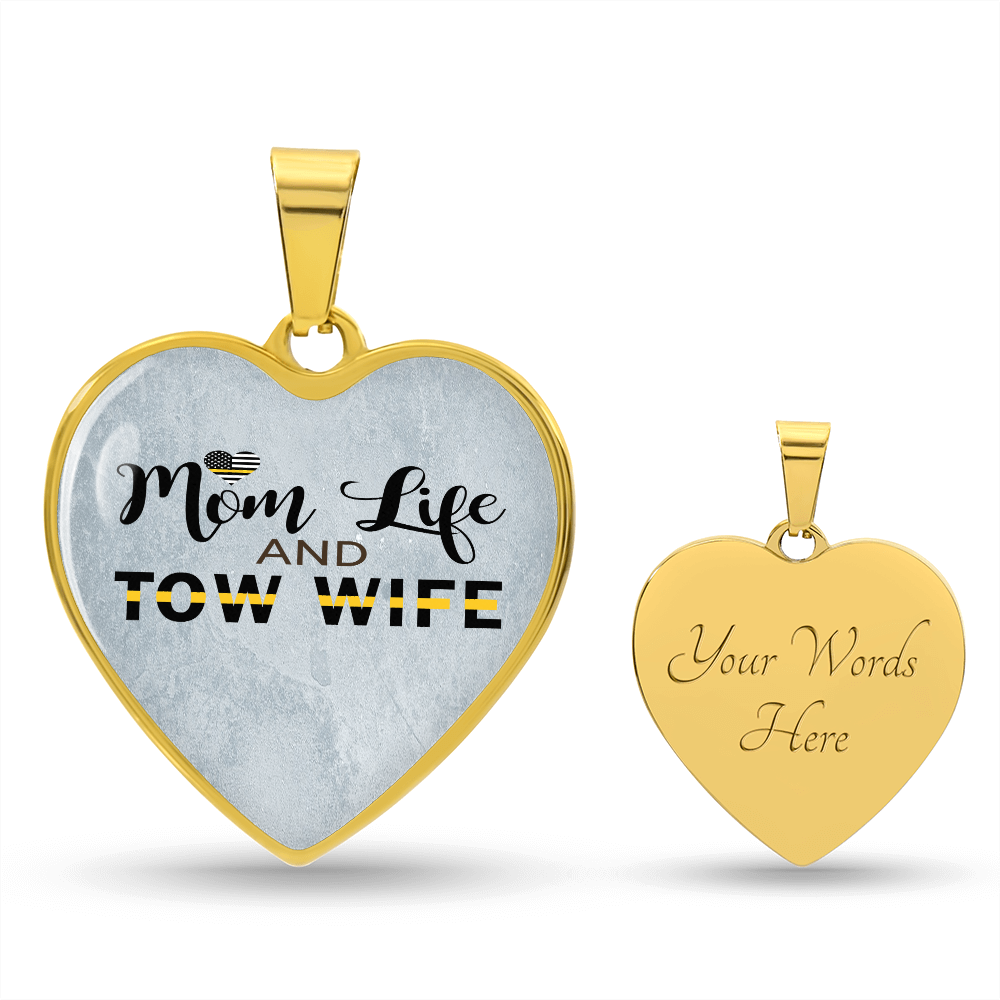 Mom Life Tow Wife Luxury  Heart Necklace