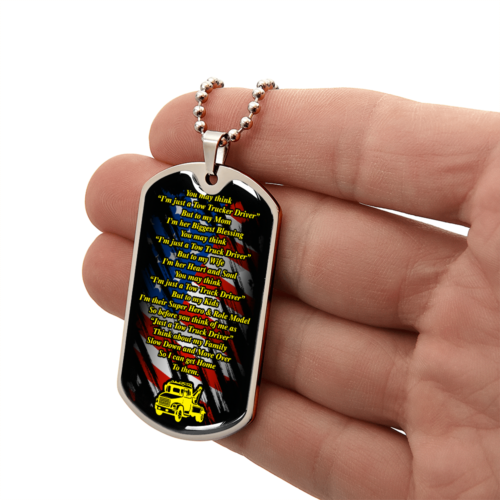 Proud Tow Truck Driver Prayer Luxury Dog Tag chain