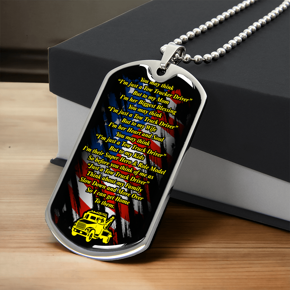 Proud Tow Truck Driver Prayer Luxury Dog Tag chain