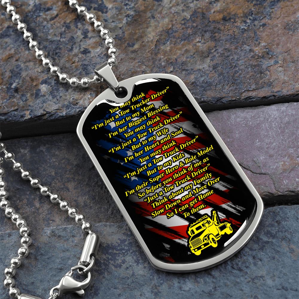 Proud Tow Truck Driver Prayer Luxury Dog Tag chain