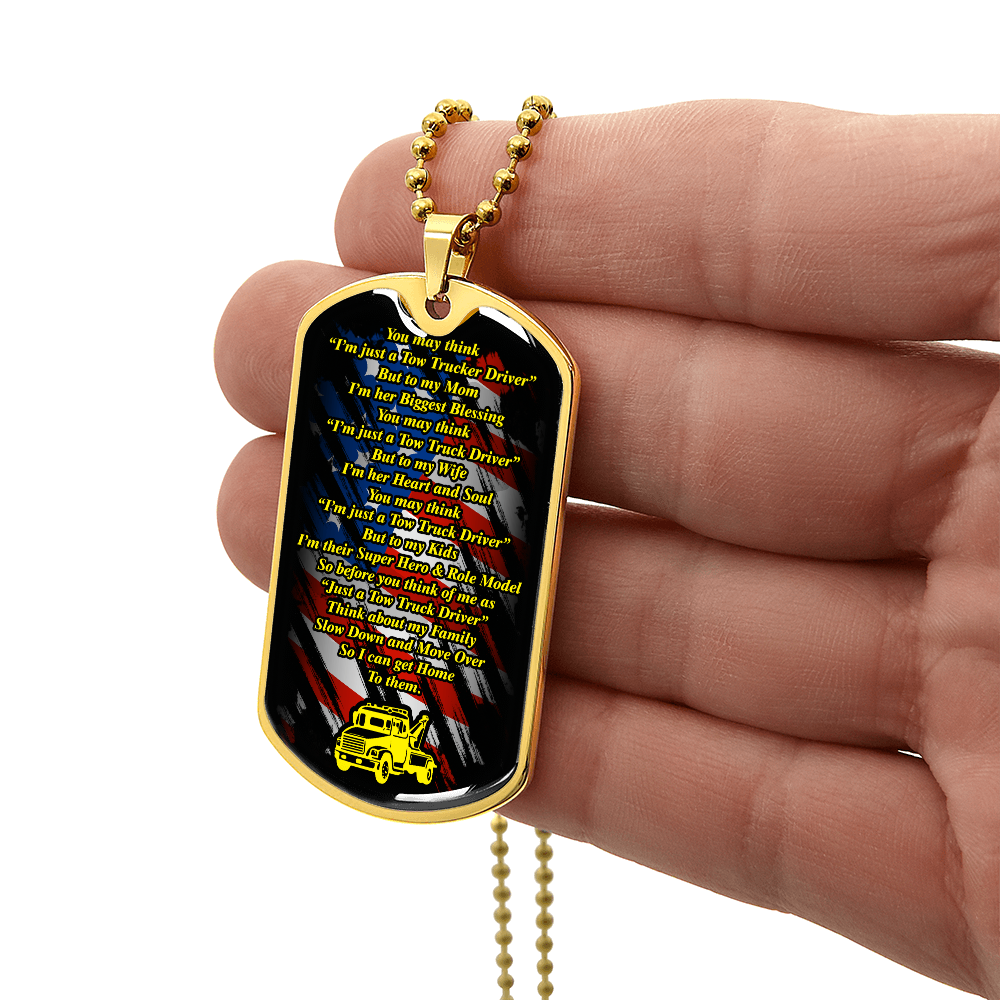 Proud Tow Truck Driver Prayer Luxury Dog Tag chain
