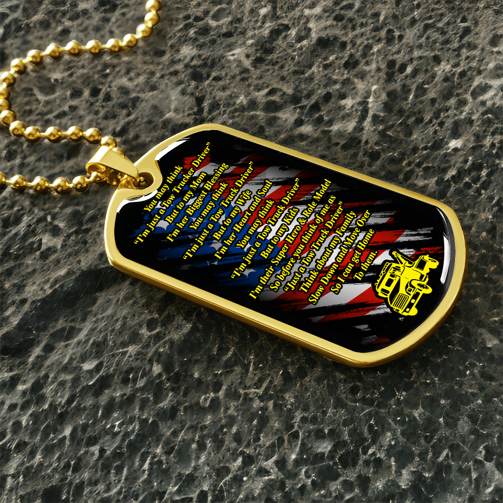 Proud Tow Truck Driver Prayer Luxury Dog Tag chain
