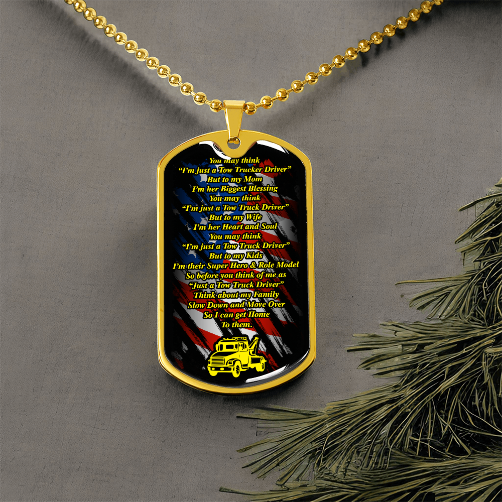 Proud Tow Truck Driver Prayer Luxury Dog Tag chain