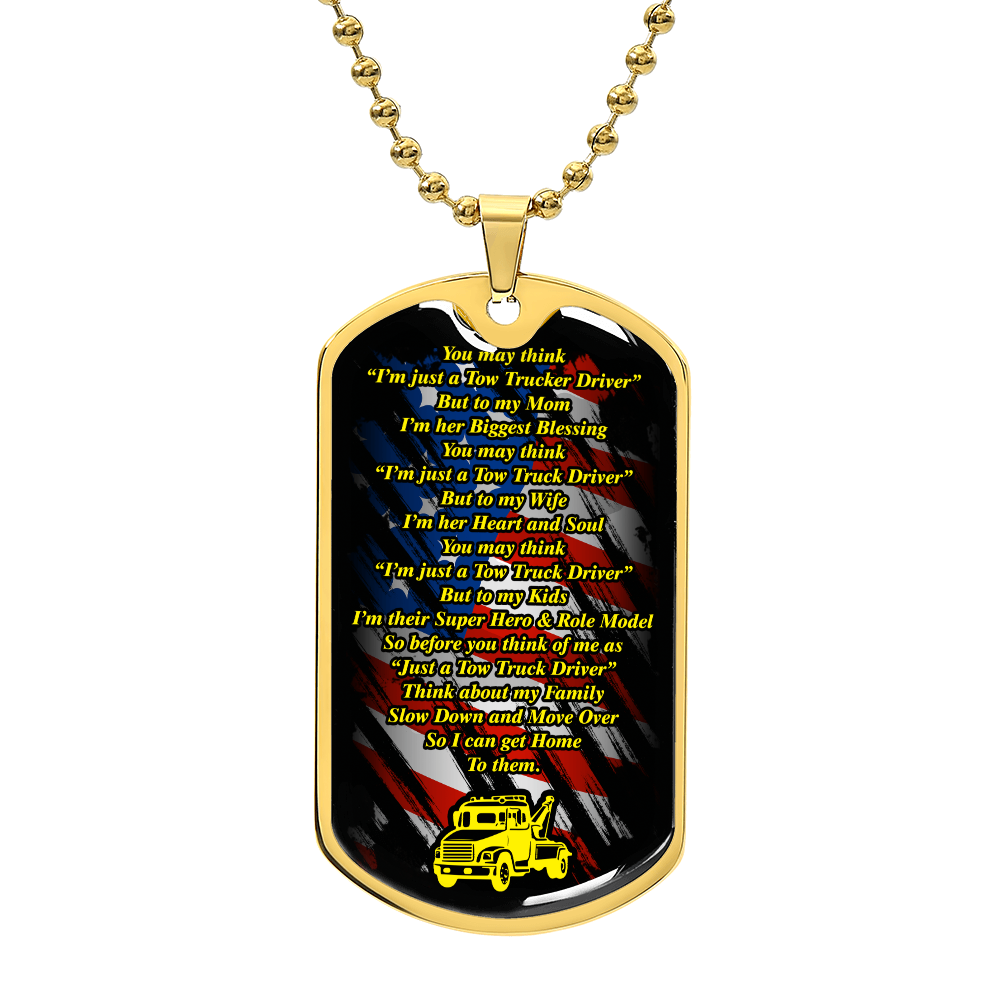 Proud Tow Truck Driver Prayer Luxury Dog Tag chain