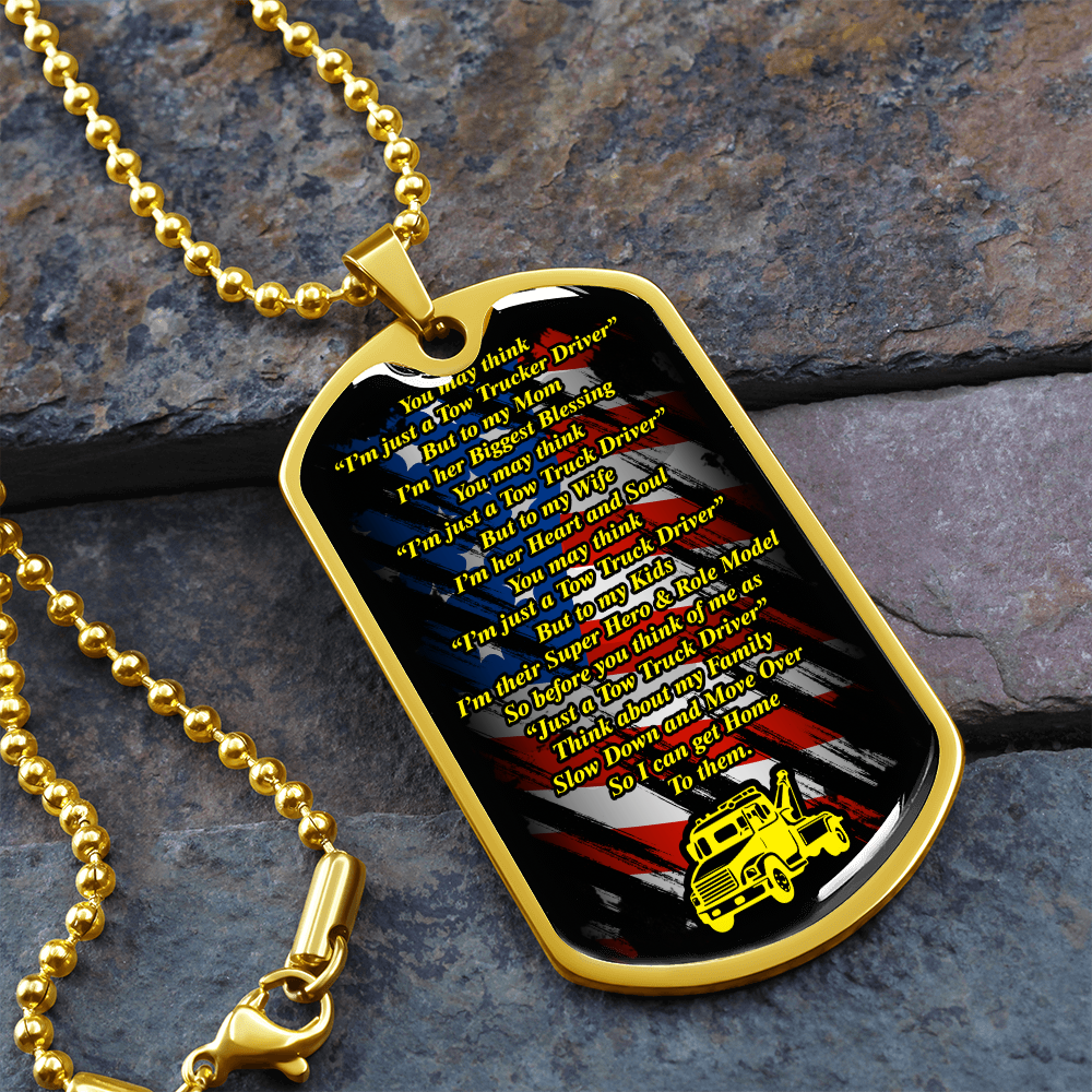 Proud Tow Truck Driver Prayer Luxury Dog Tag chain