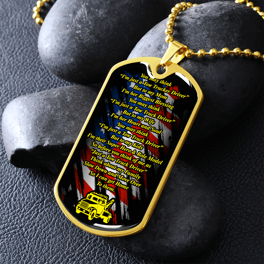 Proud Tow Truck Driver Prayer Luxury Dog Tag chain