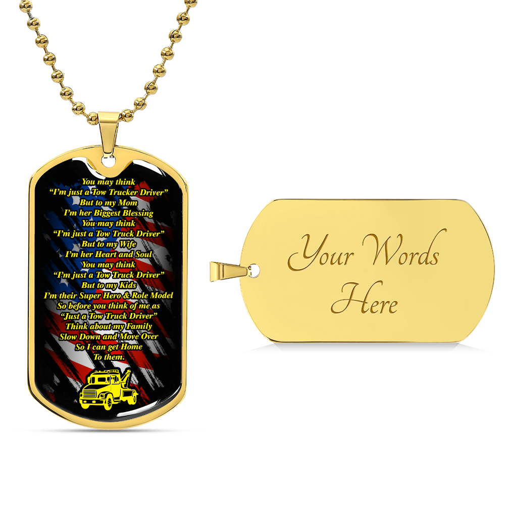 Proud Tow Truck Driver Prayer Luxury Dog Tag chain