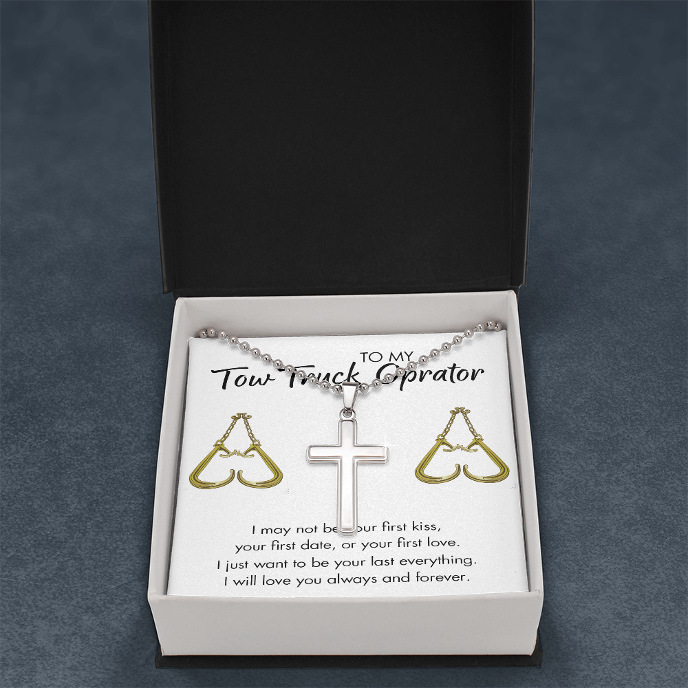 To My Tow Truck Operator Cross Necklace Gift Set