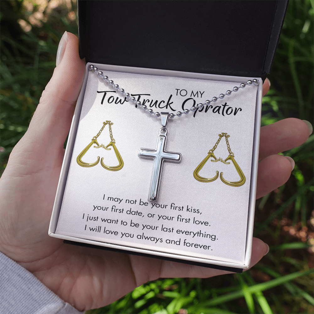 To My Tow Truck Operator Cross Necklace Gift Set