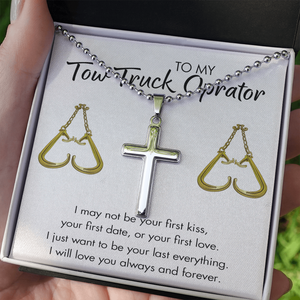 To My Tow Truck Operator Cross Necklace Gift Set