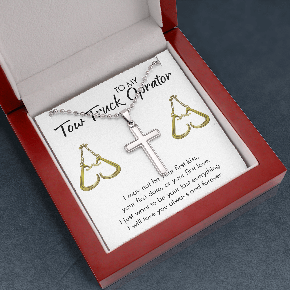 To My Tow Truck Operator Cross Necklace Gift Set