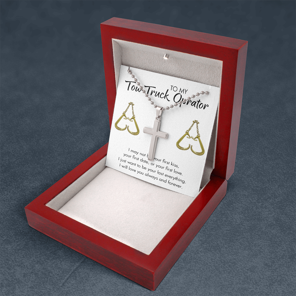 To My Tow Truck Operator Cross Necklace Gift Set