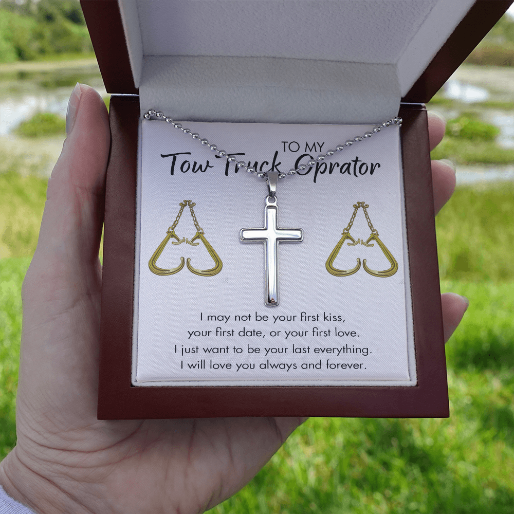 To My Tow Truck Operator Cross Necklace Gift Set