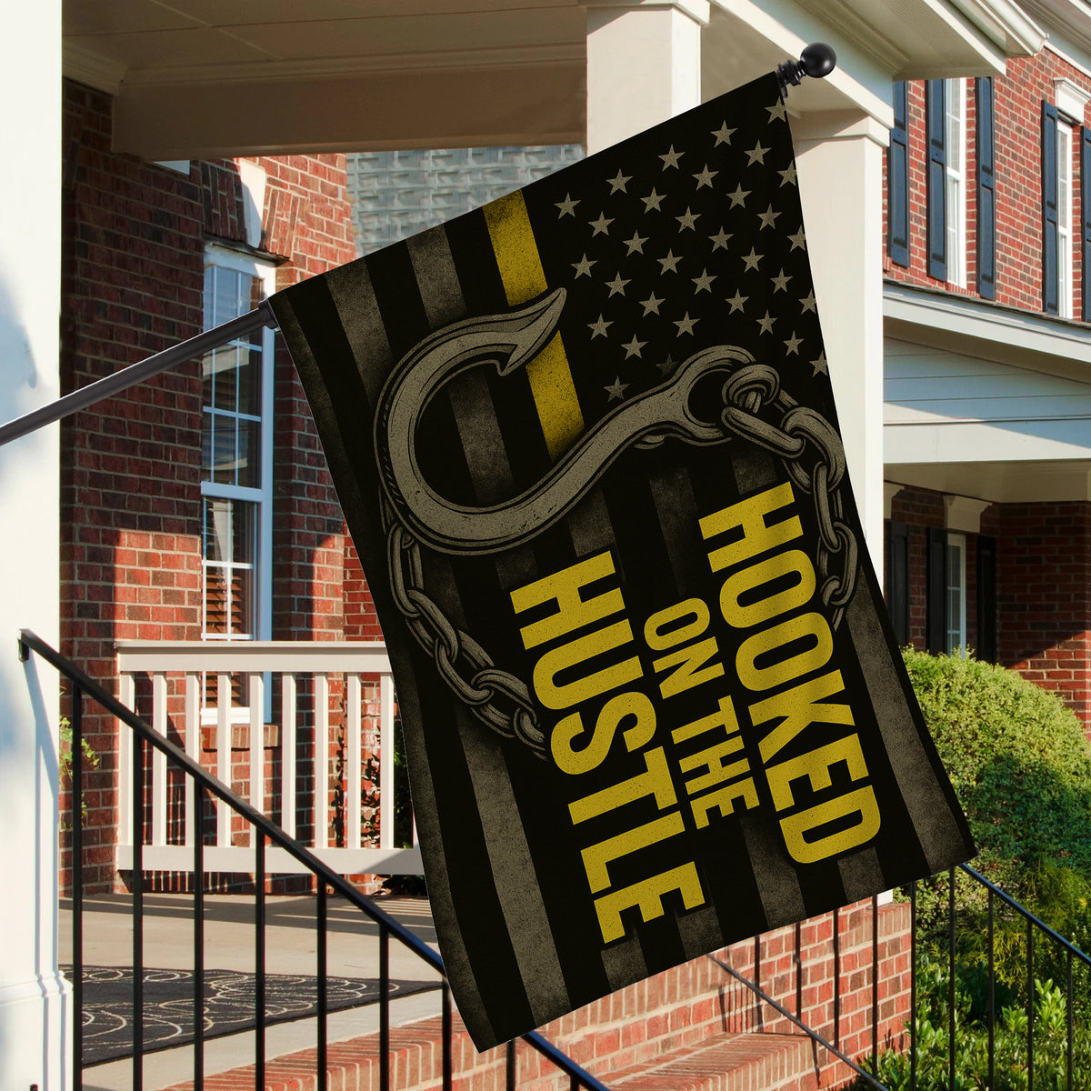 Hooked on the Hustle American Hook Design – Double Sided Tow Flag