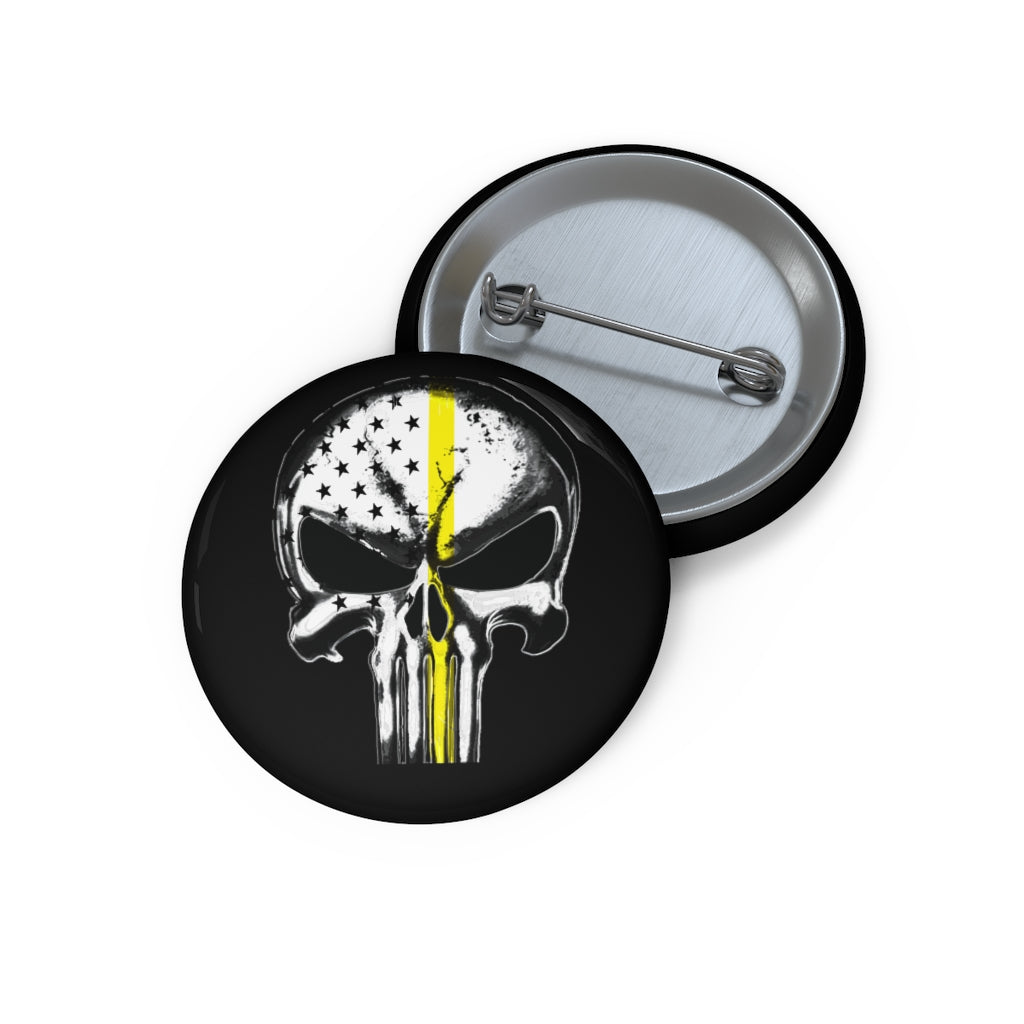 Thin Yellow Line Skull Pin Buttons - view 3