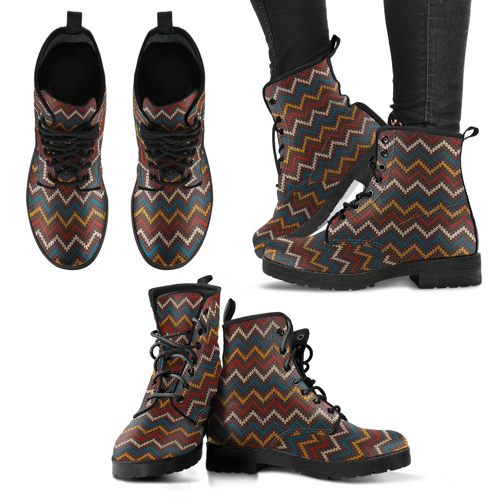 Handcrafted Abstract Knitted Boots