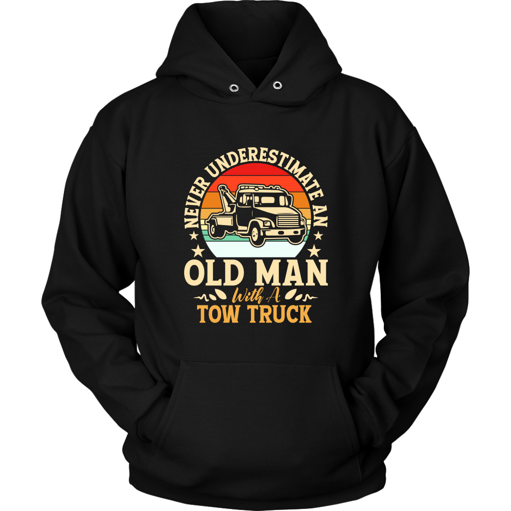 Never Understimate An Old Man With A Tow Truck Shirt