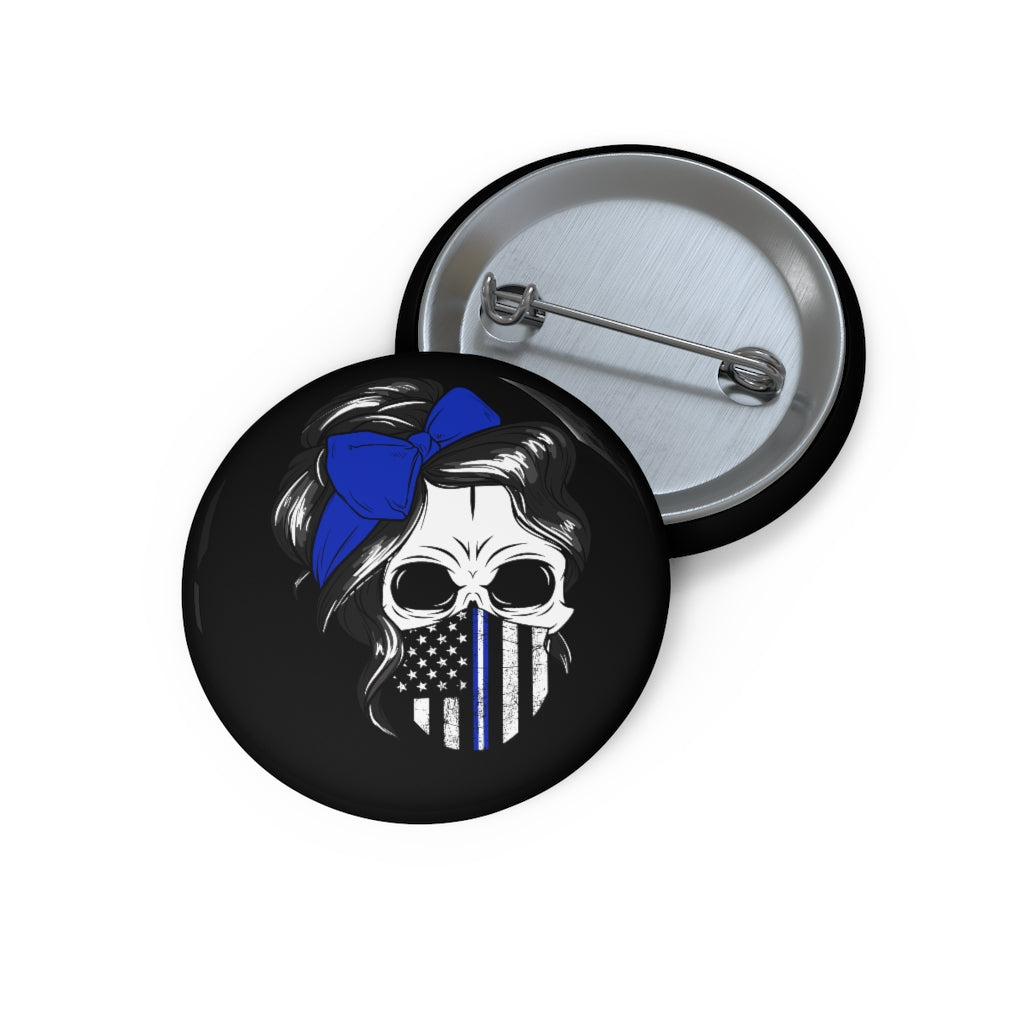 Thin Belue Line Pin Buttons - view 3