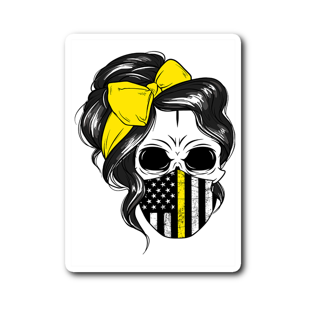 Thin Yellow Line Skull Sticker