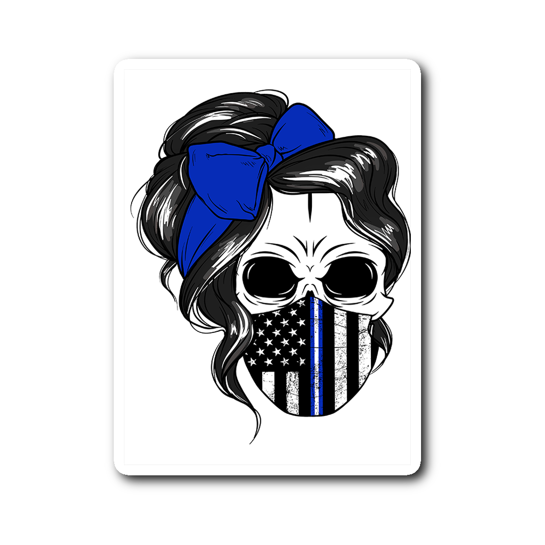 Thin Blue Line Skull Sticker