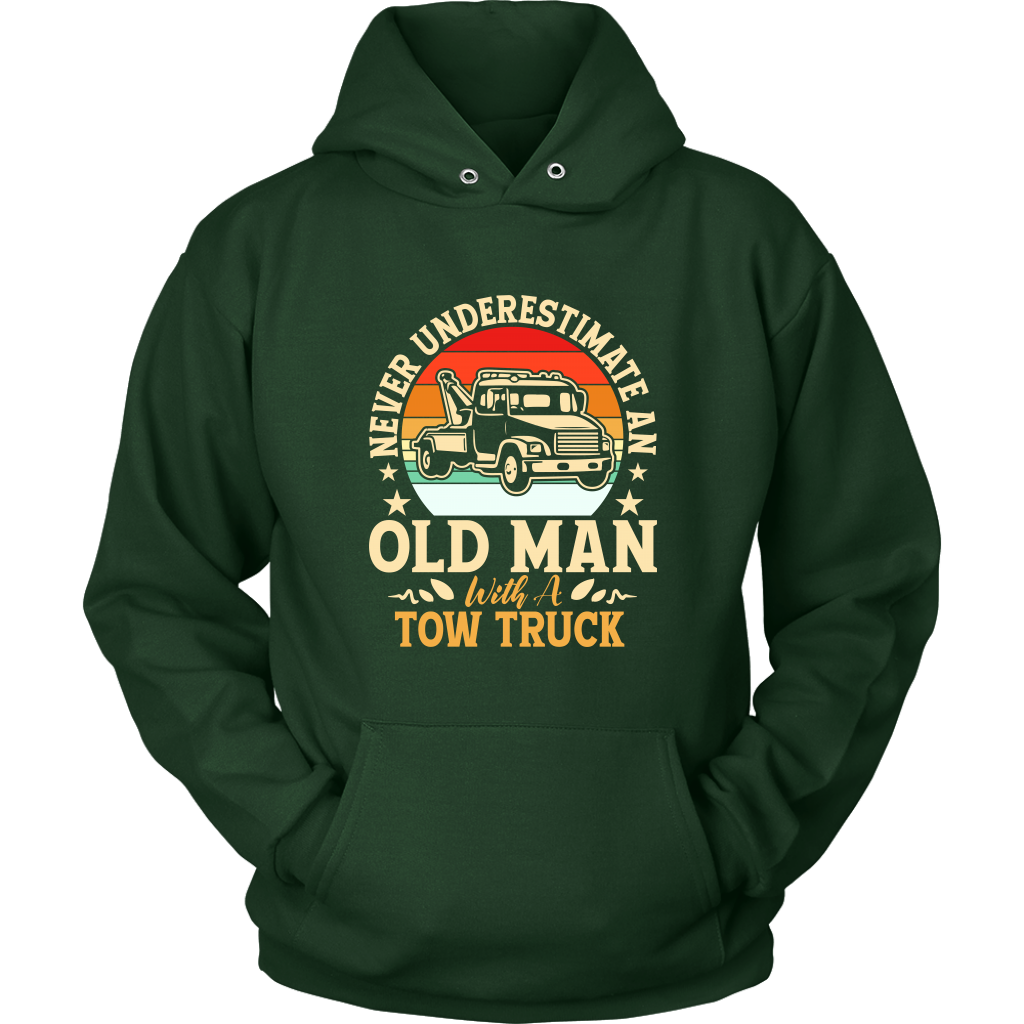 Never Understimate An Old Man With A Tow Truck Shirt