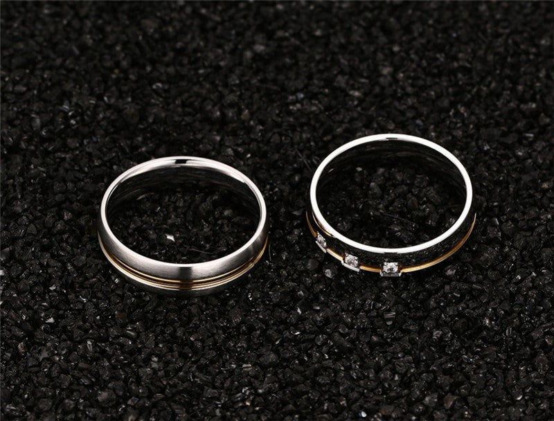 Thin Yellow Line High Quality Couple Ring - view 3