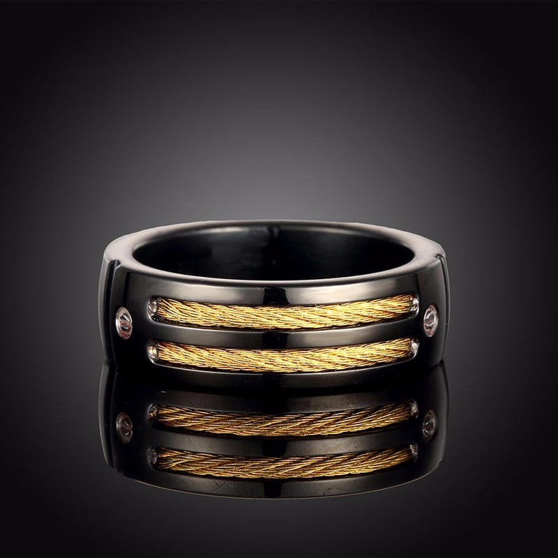 Premium Titanium Silver Double Cables Ring - view 6
