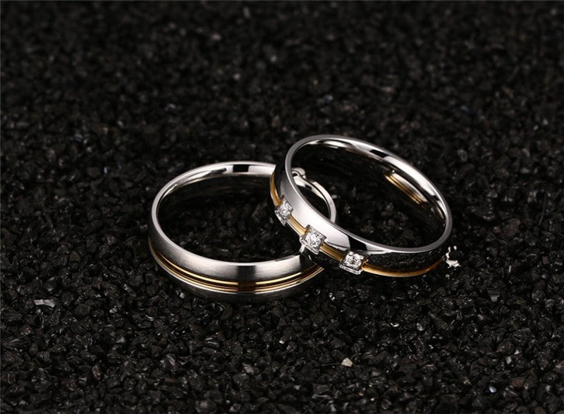 Thin Yellow Line High Quality Couple Ring - view 2