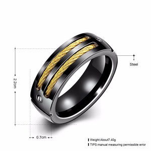 Premium Titanium Silver Double Cables Ring