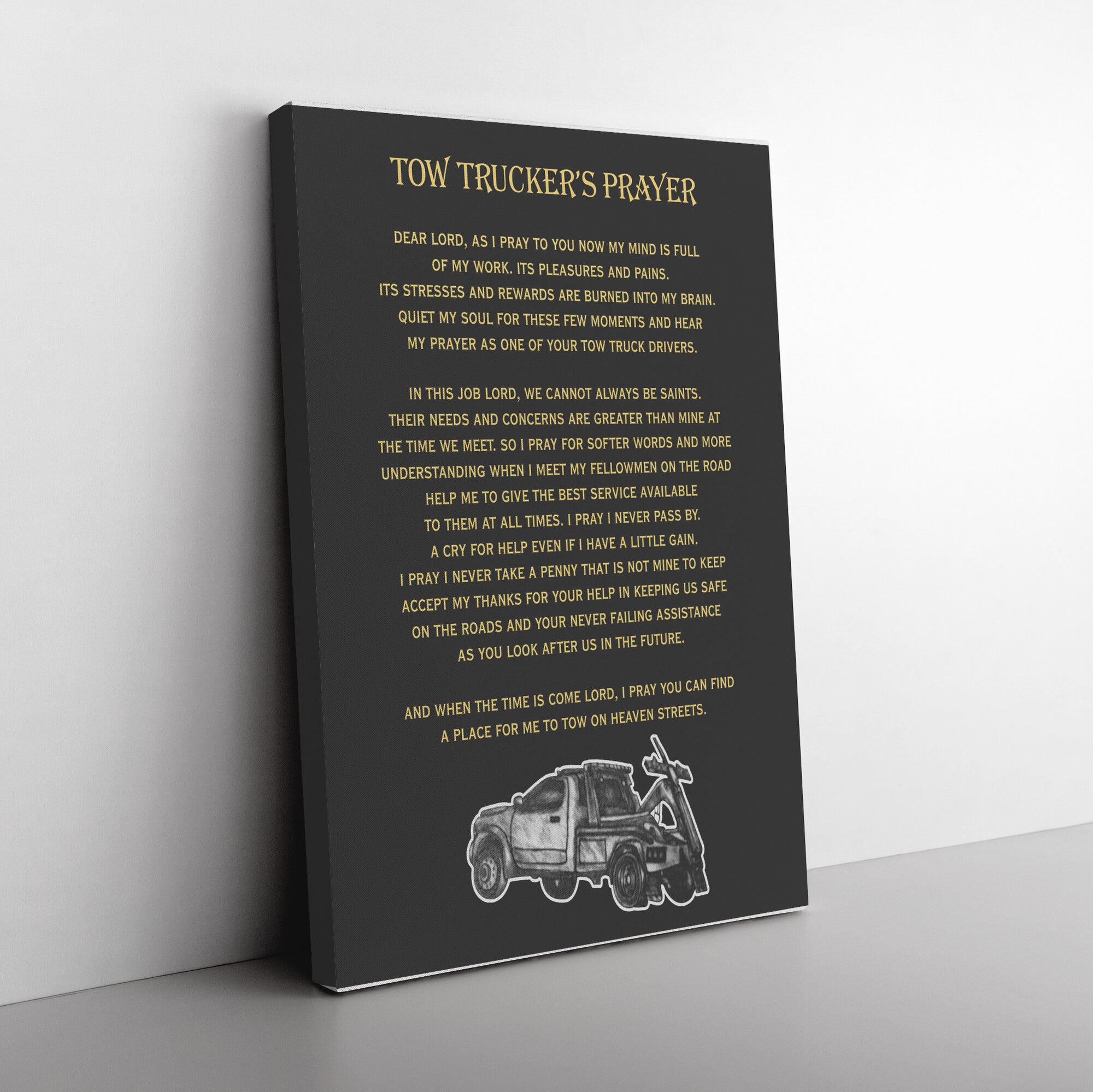 Tow Trucker's Prayer Canvas