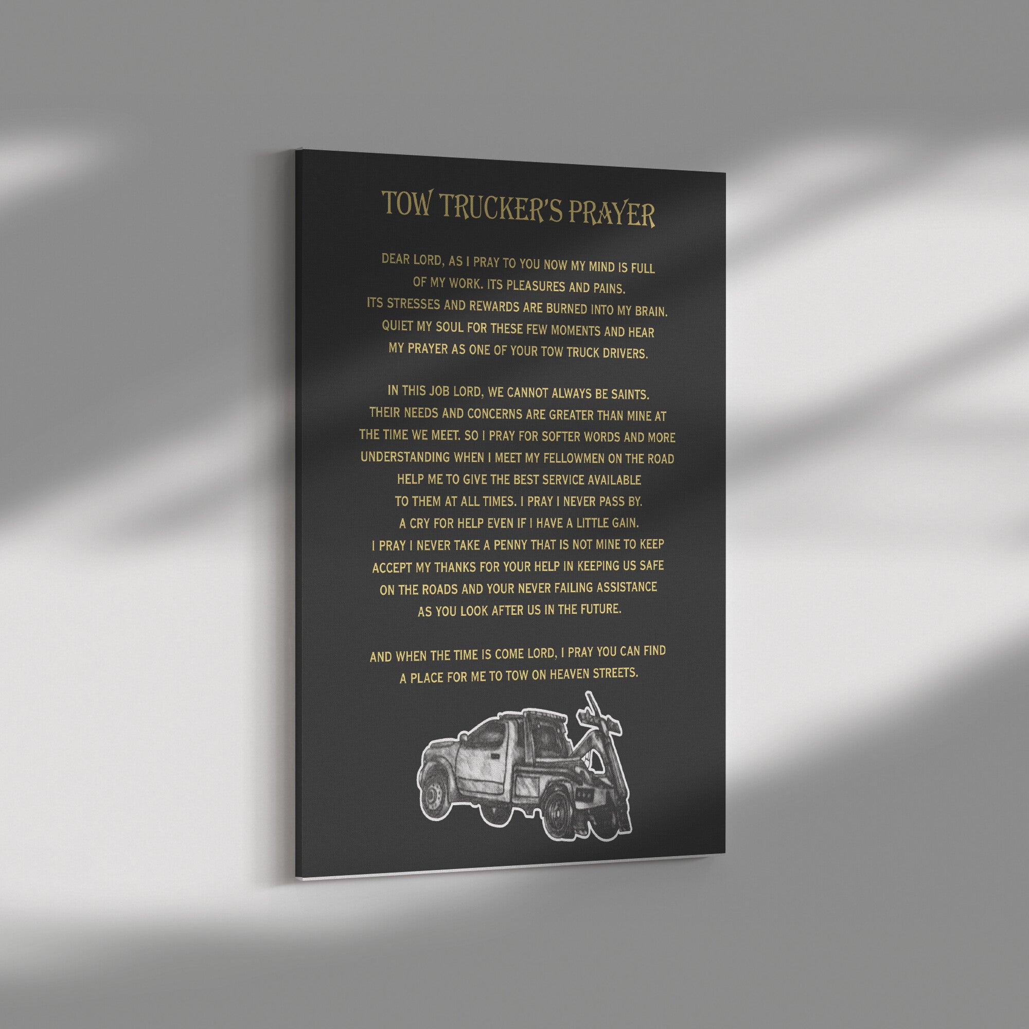 Tow Trucker's Prayer Canvas