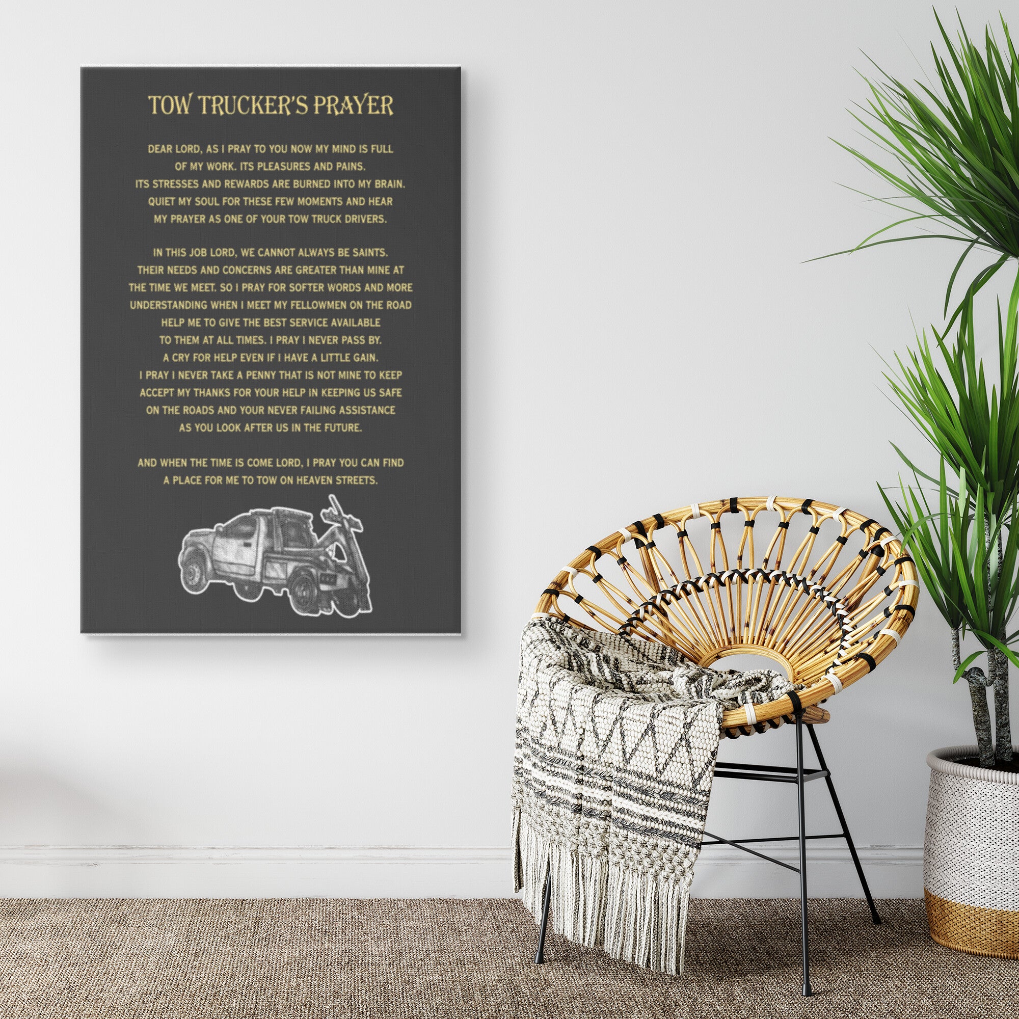 Tow Trucker's Prayer Canvas