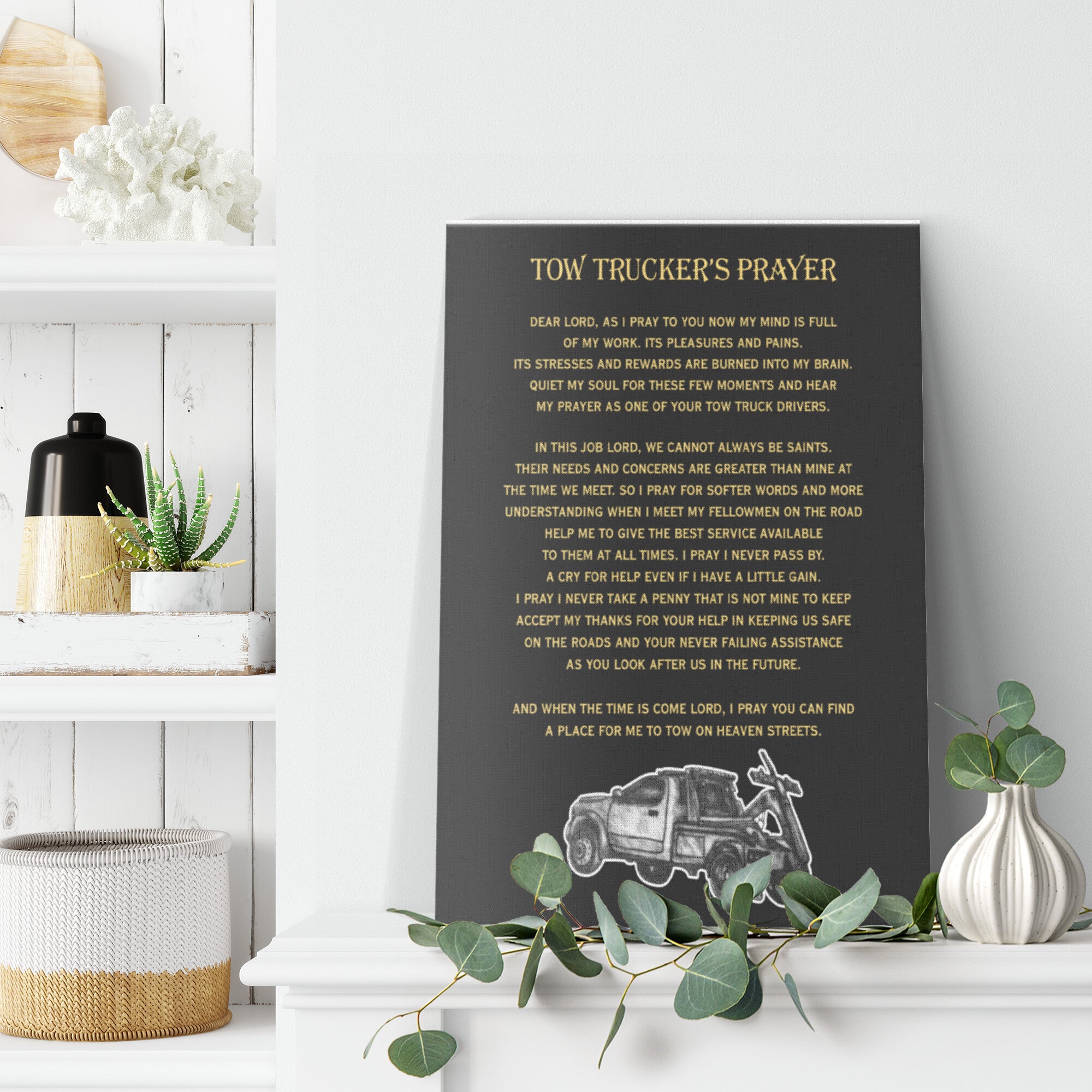 Tow Trucker's Prayer Canvas