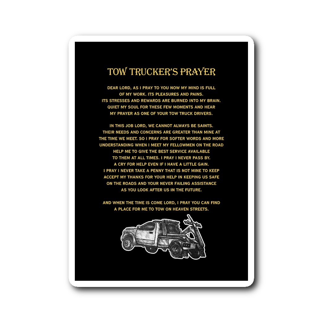 Tow Truck Prayer Sticker