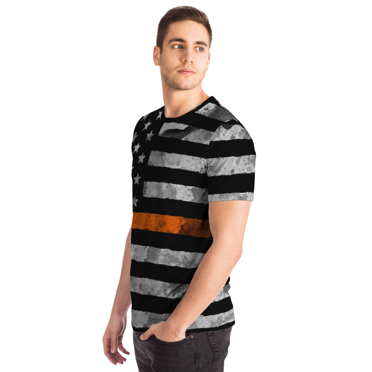 Then Orange Line All Over Print Shirt - view 5