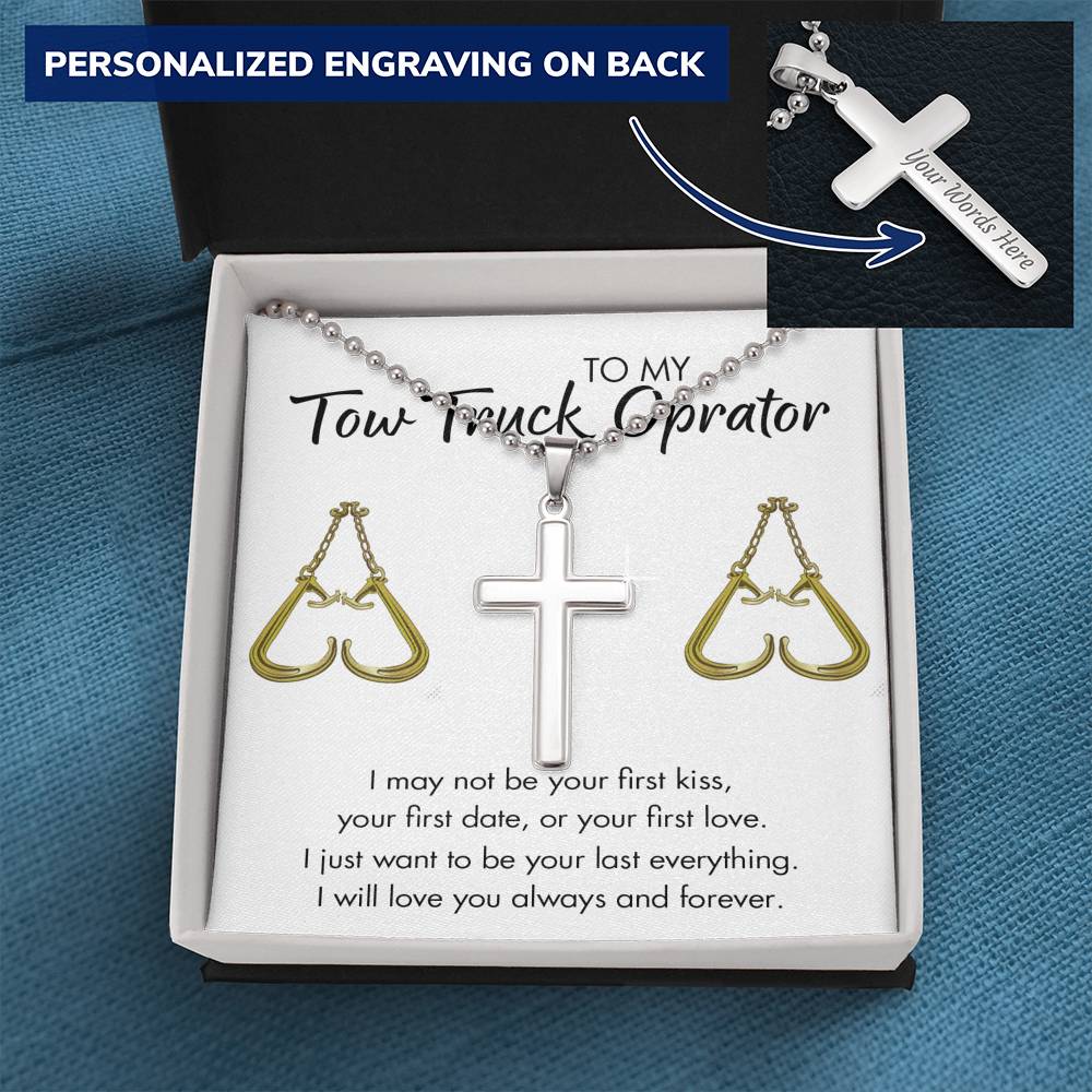 To My Tow Truck Operator Cross Necklace Gift Set