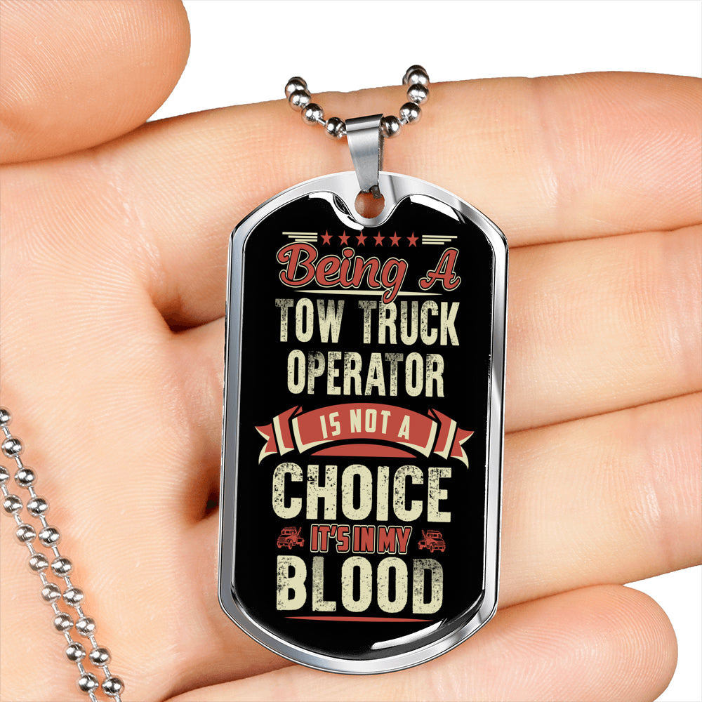 Proud Tow Operator Dog Tag Luxury Military Necklace