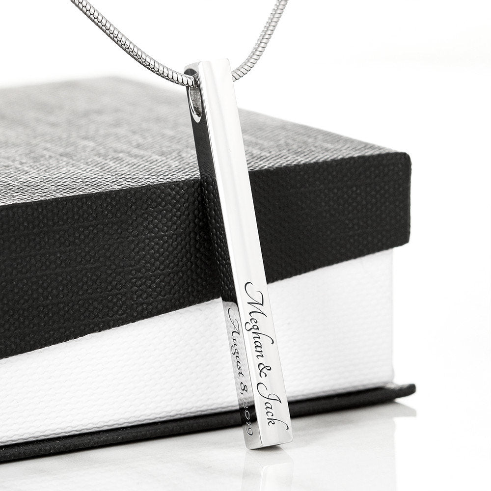Proud Tow Wife - Personalized vertical bar necklace