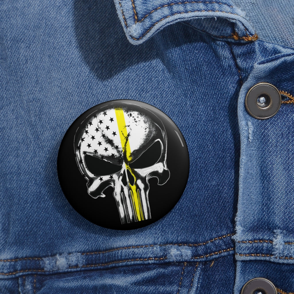 Thin Yellow Line Skull Pin Buttons - view 2