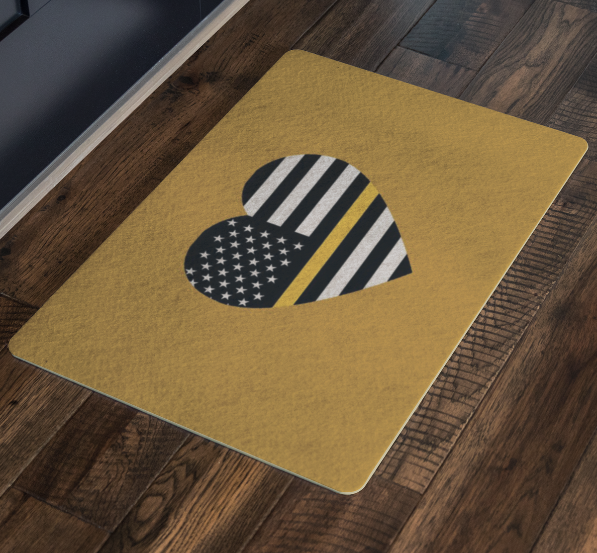 Thin Yellow Line Heart Doormat - view 2