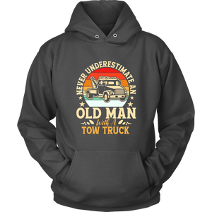 Never Understimate An Old Man With A Tow Truck Shirt
