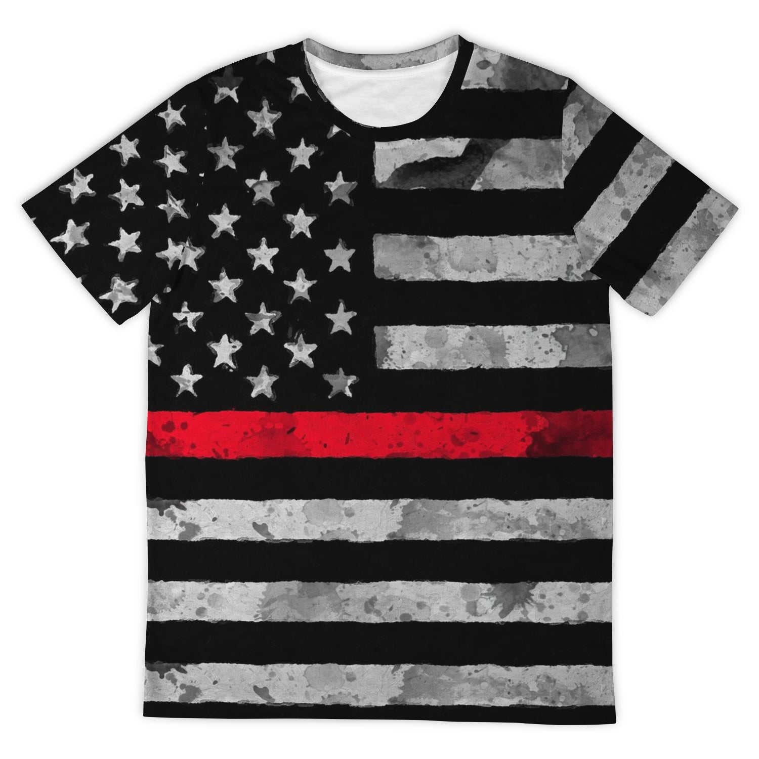 Then Red Line All Over Print Shirt